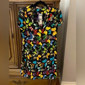 NWT Alice + Olivia Tori butterfly print shirt dress XS